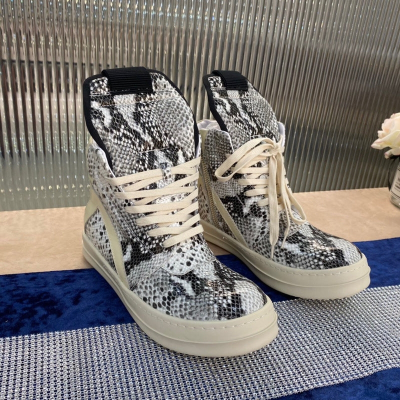 Rick Owens Geobasket Sneakers - Snakeskin Print - Red Unisex Streetwear Limited Edition - ### Rick Owens Geobasket Sneakers - Snakeskin Print Introducing the Rick Owens Geobasket Sneakers in