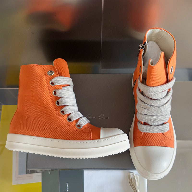 Rick Owens High-top Sneakers - Orange Unisex Streetwear Limited Edition - **Rick Owens Orange High-Top Sneakers: Vibrant Style Meets Premium Craftsmanship** Introducing the Rick Owens Orange