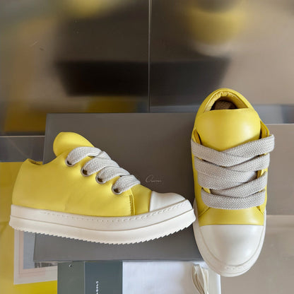 Rick Owens Low-top Sneakers - Yellow Unisex Streetwear Limited Edition - **Rick Owens Yellow Low-Top Sneakers: Bold Elegance and Superior Craftsmanship** Introducing the Rick Owens Yellow
