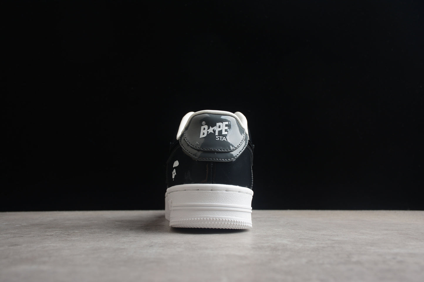 BAPE Sta Patent Leather Low-top Sneakers - Black Unisex Streetwear Limited Edition - **BAPE STA Black Patent Leather Low-Top Sneakers** Step into the world of streetwear with the