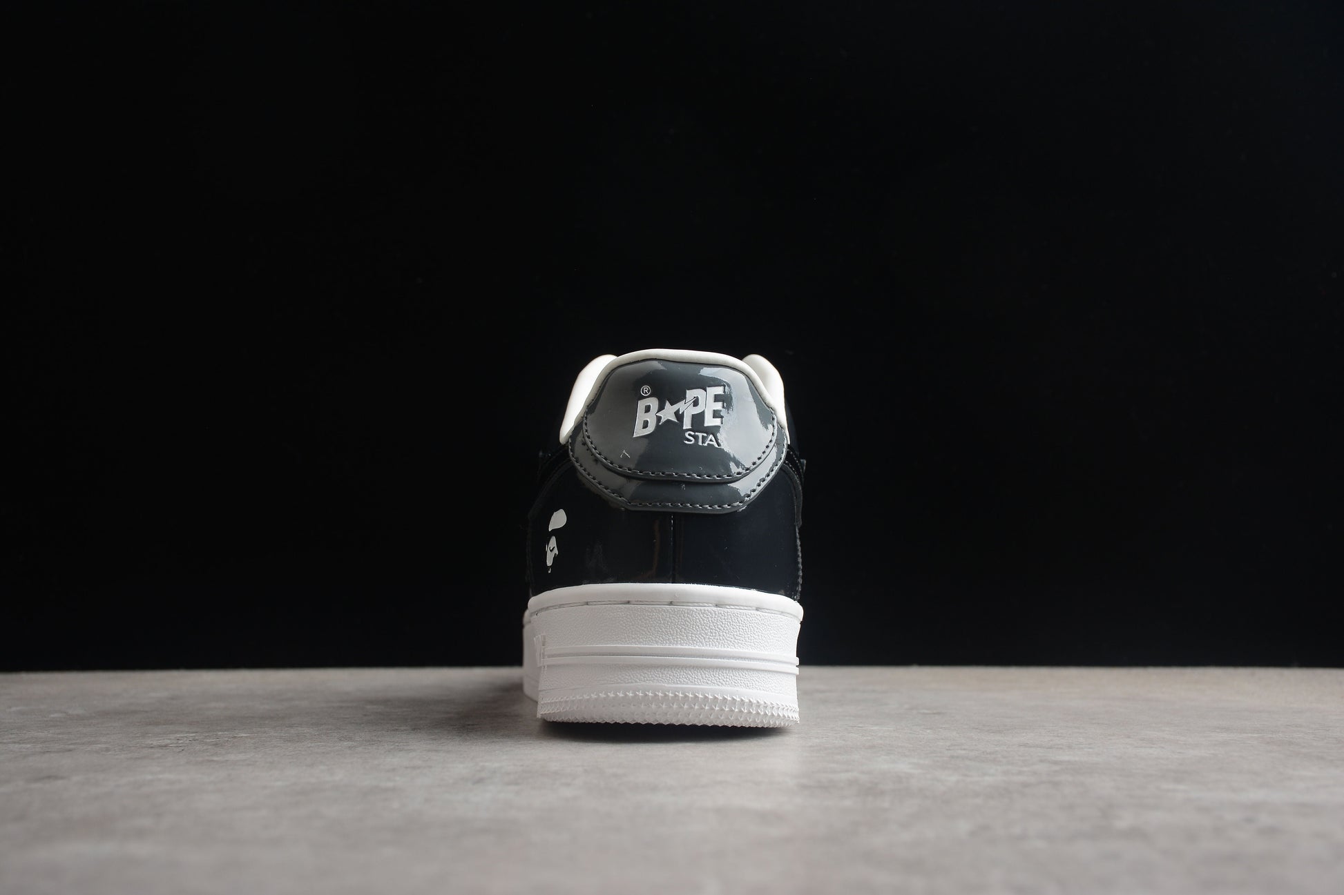 BAPE Sta Patent Leather Low-top Sneakers - Black Unisex Streetwear Limited Edition - **BAPE STA Black Patent Leather Low-Top Sneakers** Step into the world of streetwear with the
