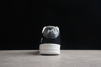 BAPE Sta Patent Leather Low-top Sneakers - Black Unisex Streetwear Limited Edition - **BAPE STA Black Patent Leather Low-Top Sneakers** Step into the world of streetwear with the