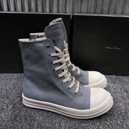 High-Top Canvas Sneakers - Grey Unisex Streetwear Limited Edition - **High-Top Grey Canvas Sneakers** Step into style and comfort with these high-top grey canvas sneakers.