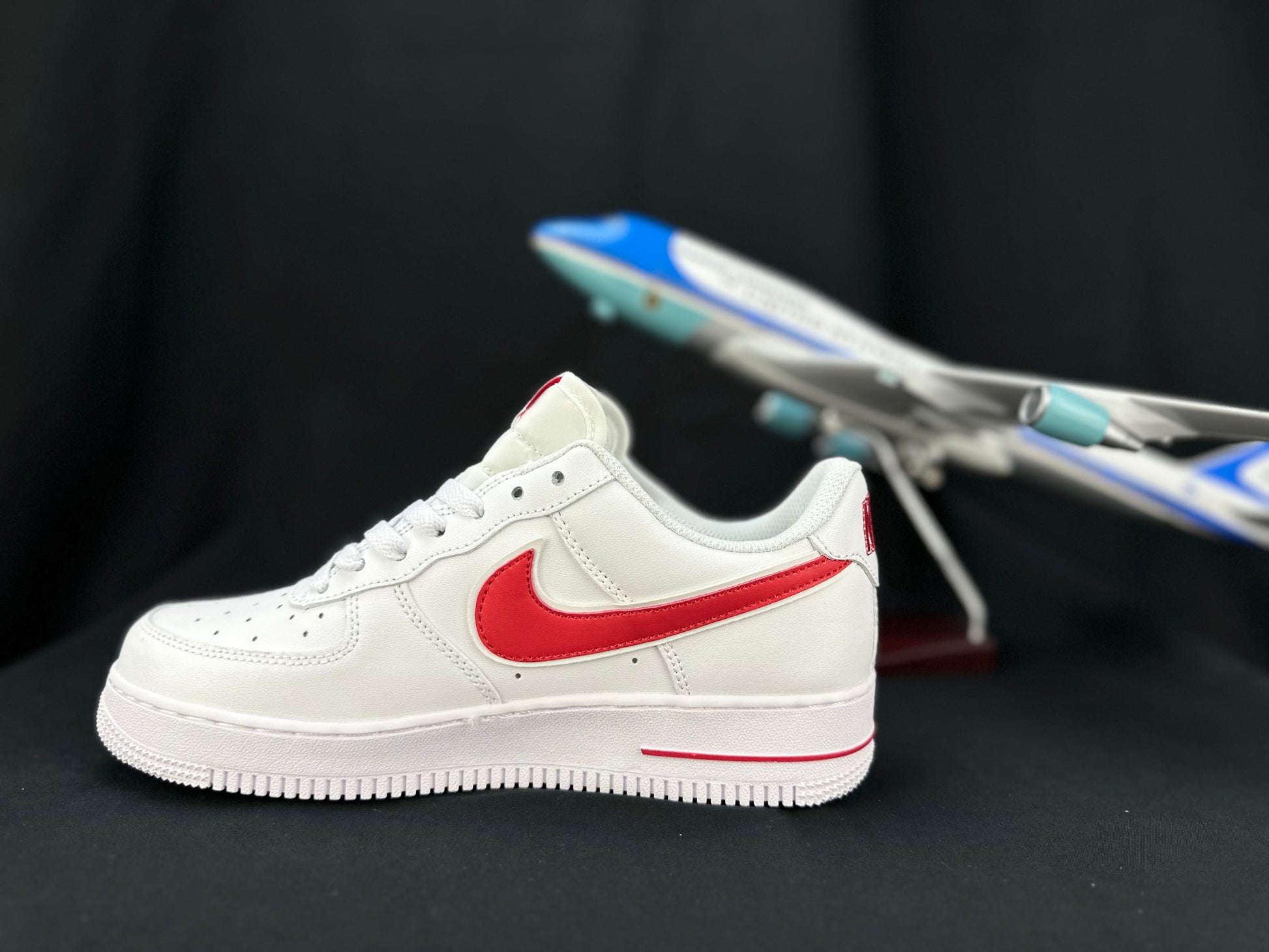 NIKE Air Force 1 'double Swoosh - Red' - White Unisex Streetwear Limited Edition - **Nike Air Force 1 'Double Swoosh White/Red'** The Nike Air Force 1 'Double Swoosh White/Red'