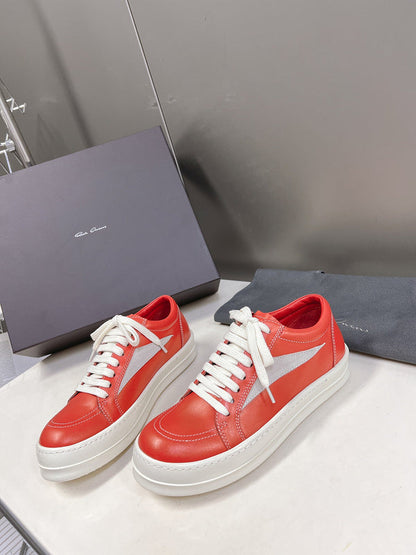 Rick Owens Low-top Sneakers - Leather - Red Unisex Streetwear Limited Edition - ### Rick Owens Low-Top Sneakers - Red Leather Introducing the Rick Owens Low-Top Sneakers in