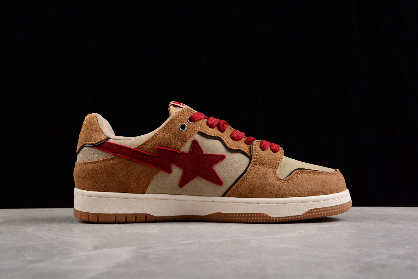 BAPE Sta Low-top Sneakers In And Brown - Red Unisex Streetwear Limited Edition - **BAPE STA Low-Top Sneakers in Red and Brown** Unleash a burst of color with the