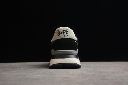 BAPE Sta Retro Runner And White Sneakers - Black Unisex Streetwear Limited Edition - **BAPE STA Retro Runner Black and White Sneakers** Step into timeless style with the BAPE