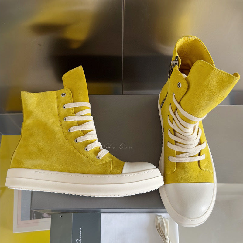 Rick Owens High-top Sneakers - Yellow Unisex Streetwear Limited Edition - **Rick Owens Yellow High-Top Sneakers: Vibrant Style Meets Premium Craftsmanship** Introducing the Rick Owens Yellow