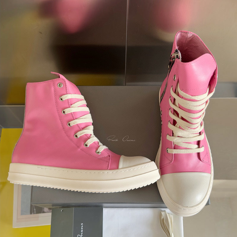 Rick Owens Hot High-top Sneakers - Pink Unisex Streetwear Limited Edition - **Rick Owens Hot Pink High-Top Sneakers: Bold Style and Premium Craftsmanship** Introducing the Rick Owens