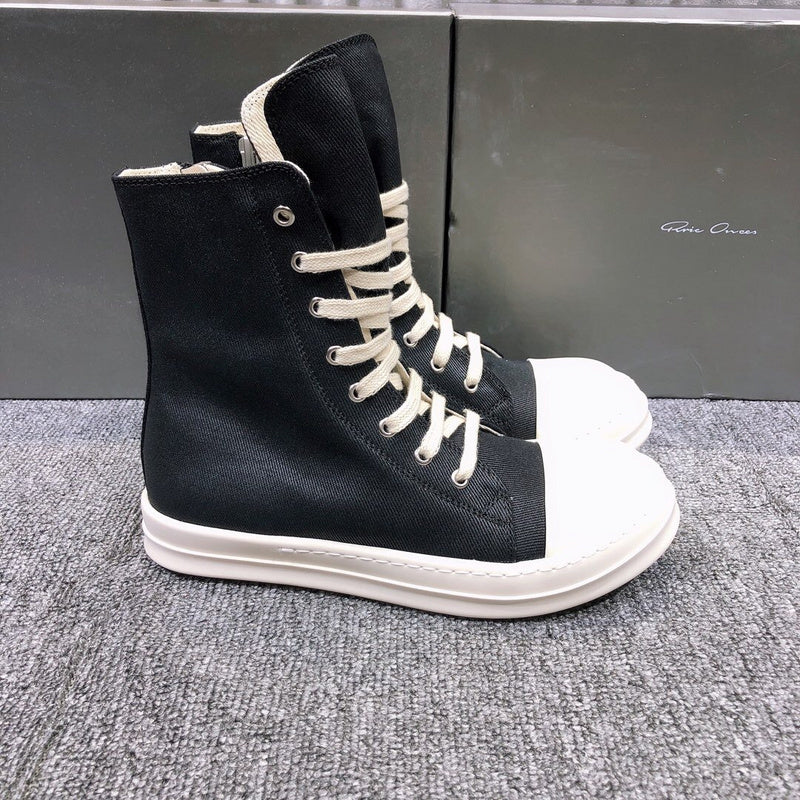 Rick Owens High-top Canvas Sneakers - Black Unisex Streetwear Limited Edition - **Rick Owens High-Top Canvas Sneakers** Step up your style game with these Rick Owens high-top