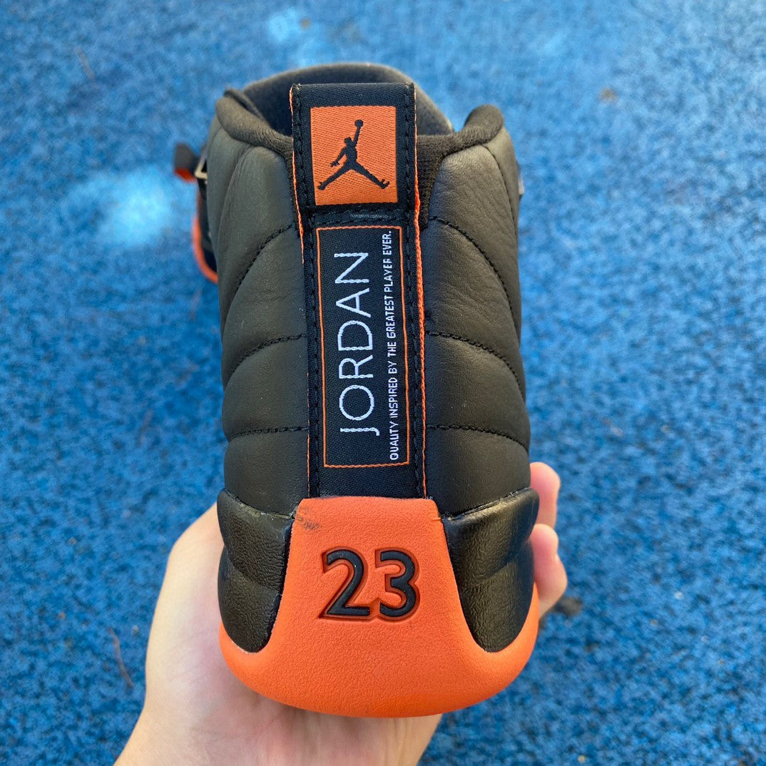 Jordan 12 Wmns brilliant Orange Sneakers Unisex Streetwear Limited Edition - Introducing the Air Jordan 12 Retro in a bold black and orange colorway, a sneaker