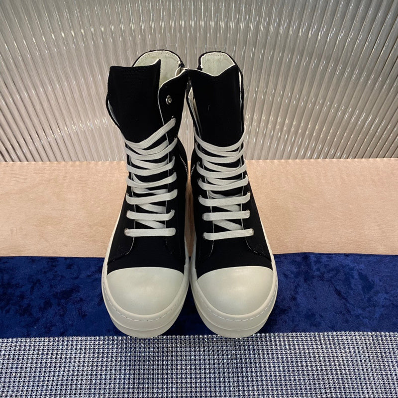 Rick Owens Canvas High-top Sneakers - And White - Black Unisex Streetwear Limited Edition - ### Rick Owens Canvas High-Top Sneakers - Black and White Introducing the Rick Owens Canvas
