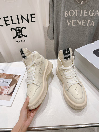 Rick Owens High-top Sneakers - Cream Unisex Streetwear Limited Edition - **Rick Owens Cream High-Top Sneakers: Elevate Your Style with Minimalist Elegance** Discover the perfect fusion