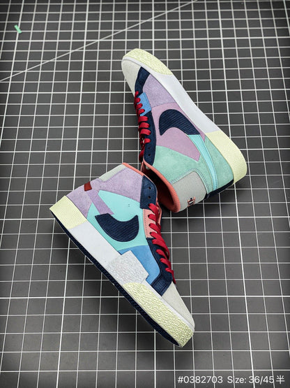 Nike Blazer Mid Prm blue Mosaic Unisex Streetwear Limited Edition - The Nike Blazer Mid PRM 'Blue Mosaic' brings a fresh, artistic twist to the iconic