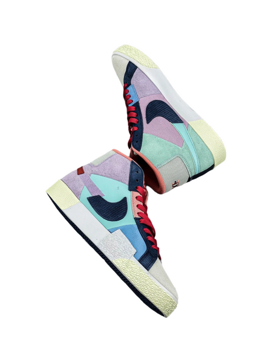 Nike Blazer Mid Prm blue Mosaic Unisex Streetwear Limited Edition - The Nike Blazer Mid PRM 'Blue Mosaic' brings a fresh, artistic twist to the iconic