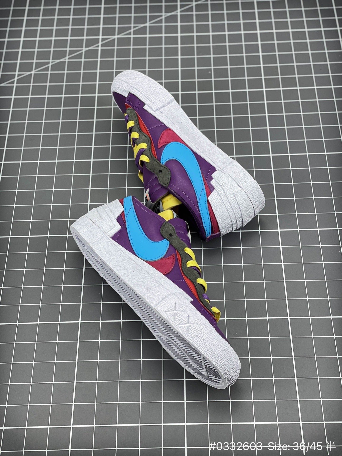 KAWS - Sacai - Nike Blazer Dusk - Purple Unisex Streetwear Limited Edition - The KAWS x Sacai x Nike Blazer 'Purple Dusk' takes the iconic Blazer silhouette to