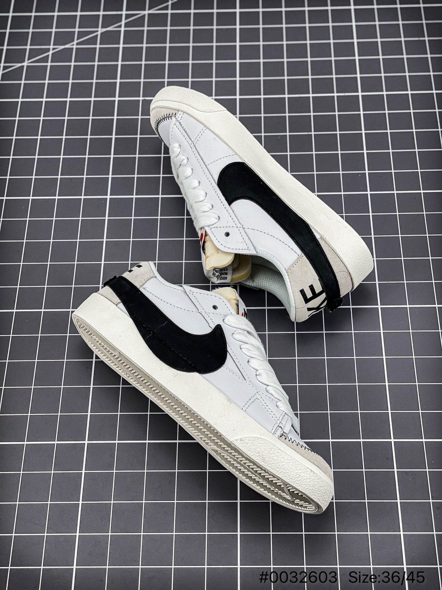 Nike Blazer Low'1977 Jumbo - Black Unisex Streetwear Limited Edition - The Nike Blazer Low '1977 Jumbo in Black, White, and Grey reinvents a classic with