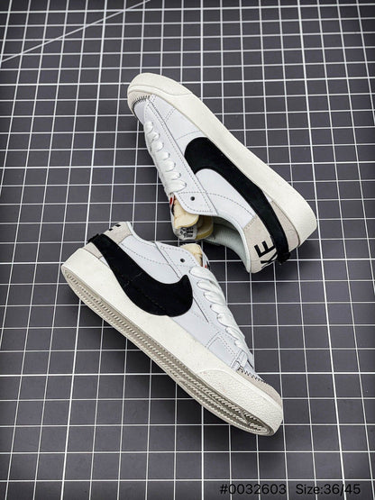 Nike Blazer Low'1977 Jumbo - Black Unisex Streetwear Limited Edition - The Nike Blazer Low '1977 Jumbo in Black, White, and Grey reinvents a classic with