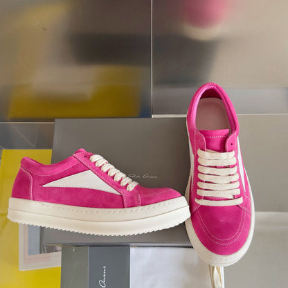 Rick Owens Suede Low-top Sneakers - Pink Unisex Streetwear Limited Edition - **Rick Owens Pink Suede Low-Top Sneakers: Bold Vibrancy and Superior Craftsmanship** Introducing the Rick Owens