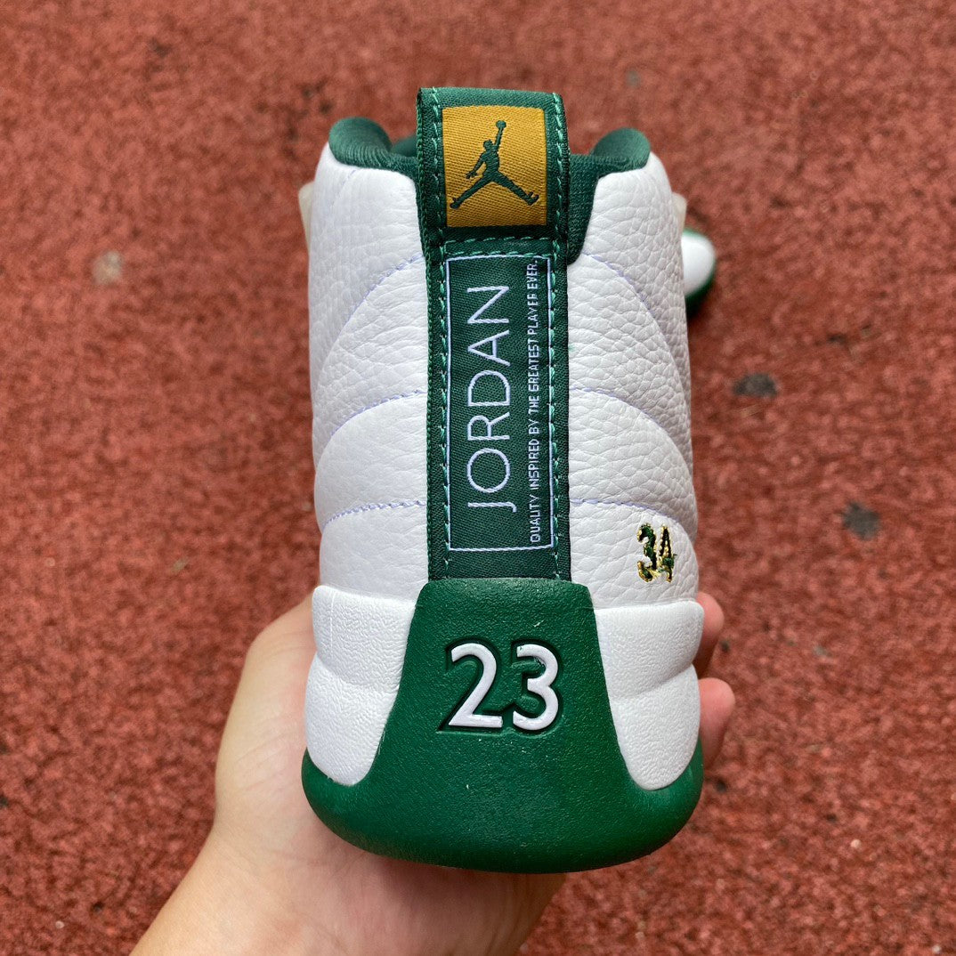 Jordan 12 Retro 'white And Green' Unisex Streetwear Limited Edition - Introducing the Air Jordan 12 Retro 'White and Green,' a perfect blend of style and
