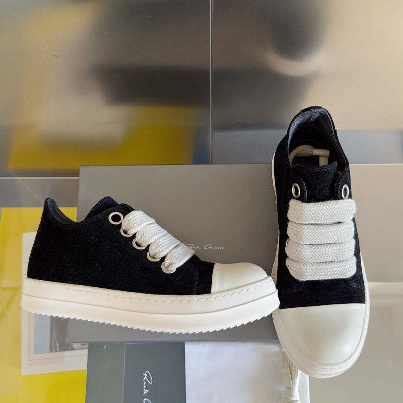 Rick Owens Suede Low-top Sneakers - Black Unisex Streetwear Limited Edition - **Rick Owens Black Low-Top Sneakers: Timeless Elegance and Modern Craftsmanship** Introducing the Rick Owens Black