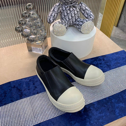 Slip-On Leather Sneakers - Black Unisex Streetwear Limited Edition