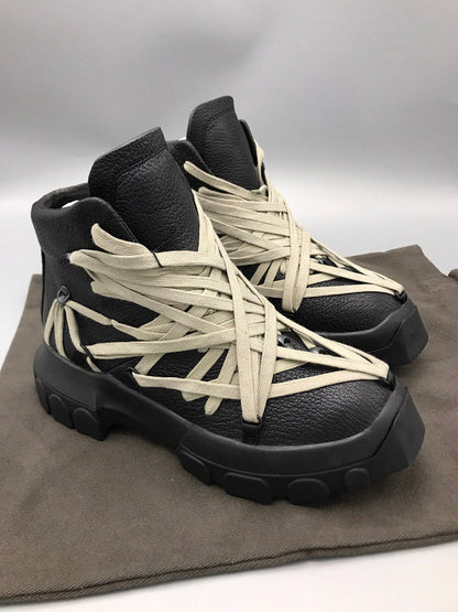 Rick Owens High-top Sneakers With Beige Straps - Black Unisex Streetwear Limited Edition - **Rick Owens Black High-Top Sneakers with Beige Straps: Avant-Garde Design and Superior Craftsmanship** Intro