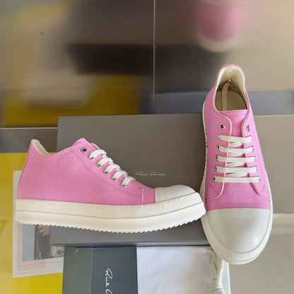 Rick Owens Low-top Sneakers - Pink Unisex Streetwear Limited Edition - **Rick Owens Pink Low-Top Sneakers: Playful Elegance and Modern Craftsmanship** Introducing the Rick Owens Pink