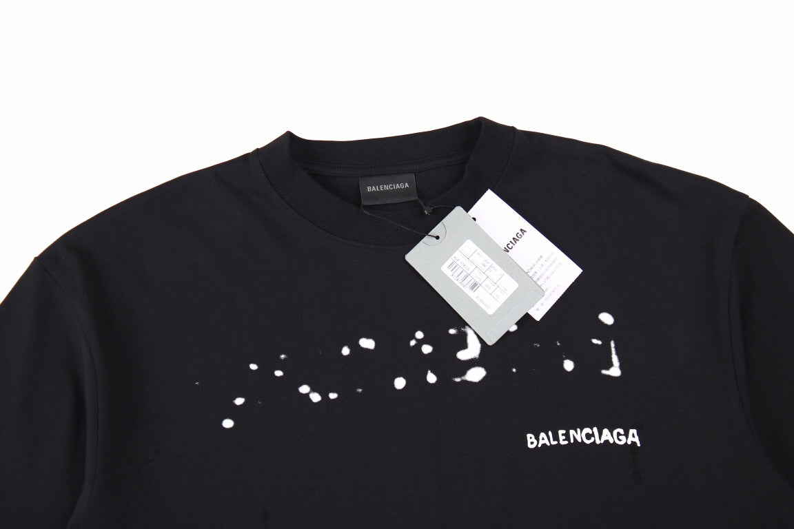 BALENCIAGA Distressed Logo T-shirt - Black Unisex Streetwear Limited Edition - The BALENCIAGA DISTRESSED LOGO T-SHIRT BLACK - REPLICA brings together luxury streetwear and grunge-inspired aesthetics