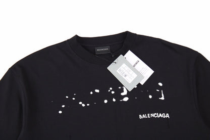 BALENCIAGA Distressed Logo T-shirt - Black Unisex Streetwear Limited Edition - The BALENCIAGA DISTRESSED LOGO T-SHIRT BLACK - REPLICA brings together luxury streetwear and grunge-inspired aesthetics