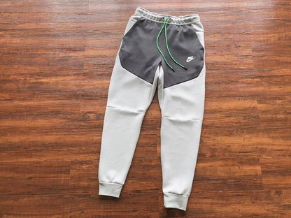 NIKE Tech Fleece Pants - Grey - - Green - Black Unisex Streetwear Limited Edition - The NIKE TECH FLEECE PANTS GREY/BLACK/GREEN - REPLICA bring together modern athletic performance and sleek
