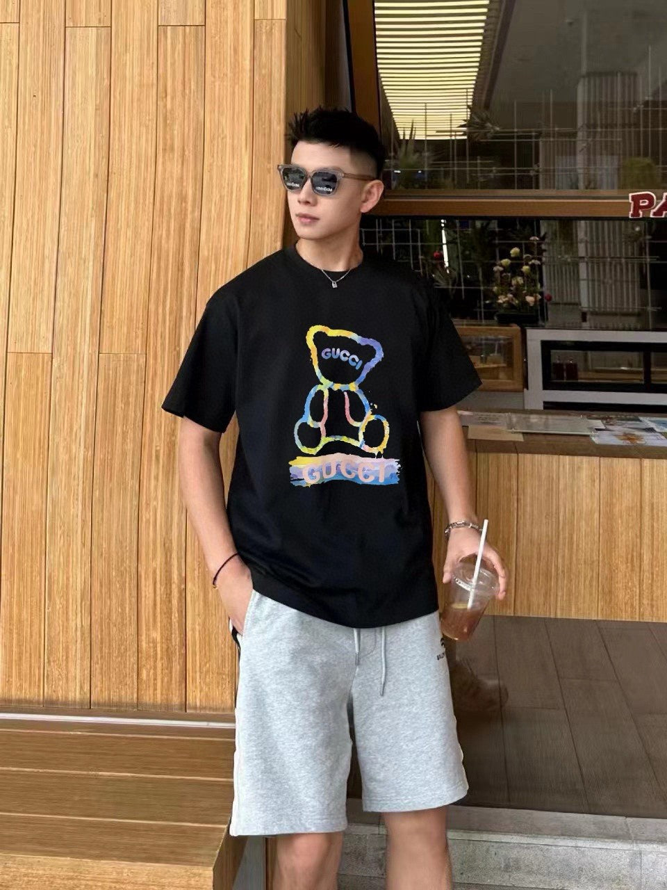 Camiseta gráfica de osito de peluche de Gucci