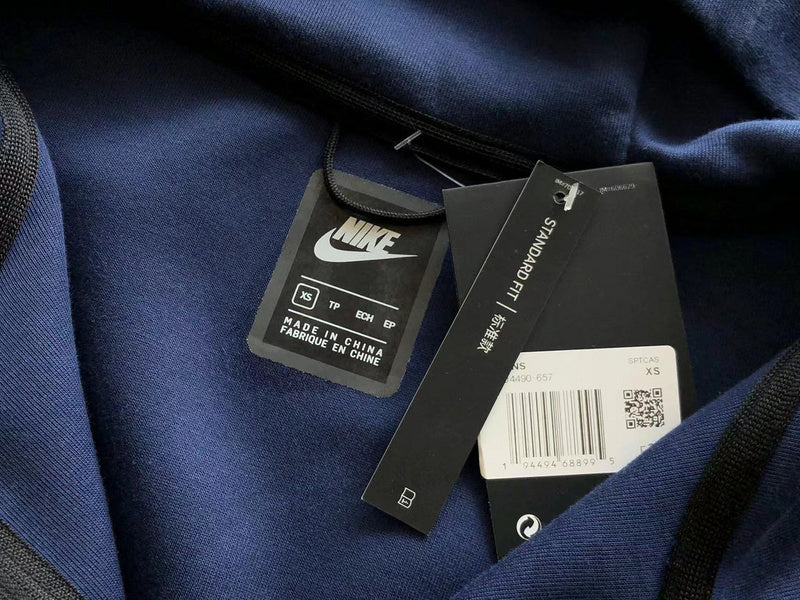 NIKE Tech Fleece Hoodie - - Navy Unisex Streetwear Limited Edition - The NIKE TECH FLEECE HOODIE NAVY - REPLICA is the ultimate combination of modern sportswear