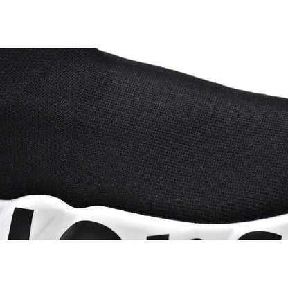 BALENCIAGA Speed Graffiti Trainer - White - Black Unisex Streetwear Limited Edition - The Balenciaga Speed Graffiti Trainers x Black White edition infuses the brand's futuristic silhouette with