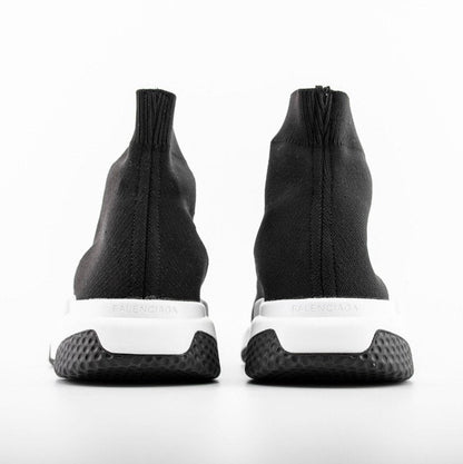 BALENCIAGA Speed Trainer - White - Black Unisex Streetwear Limited Edition - The Balenciaga Speed Trainer x Black White Black edition presents a striking monochromatic design that
