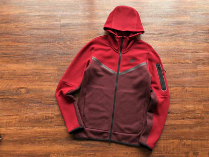 NIKE Tech Fleece Hoodie - Berry - Pomegranate - Red Unisex Streetwear Limited Edition - The NIKE TECH FLEECE HOODIE BERRY/POMEGRANATE - REPLICA is the perfect combination of modern sportswear