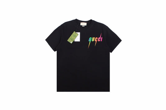 Gucci Lightning Logo T-shirt - Black Unisex Streetwear Limited Edition - <p dir='ltr'><span>This Gucci t-shirt features a vibrant lightning logo design. The black shirt showcases