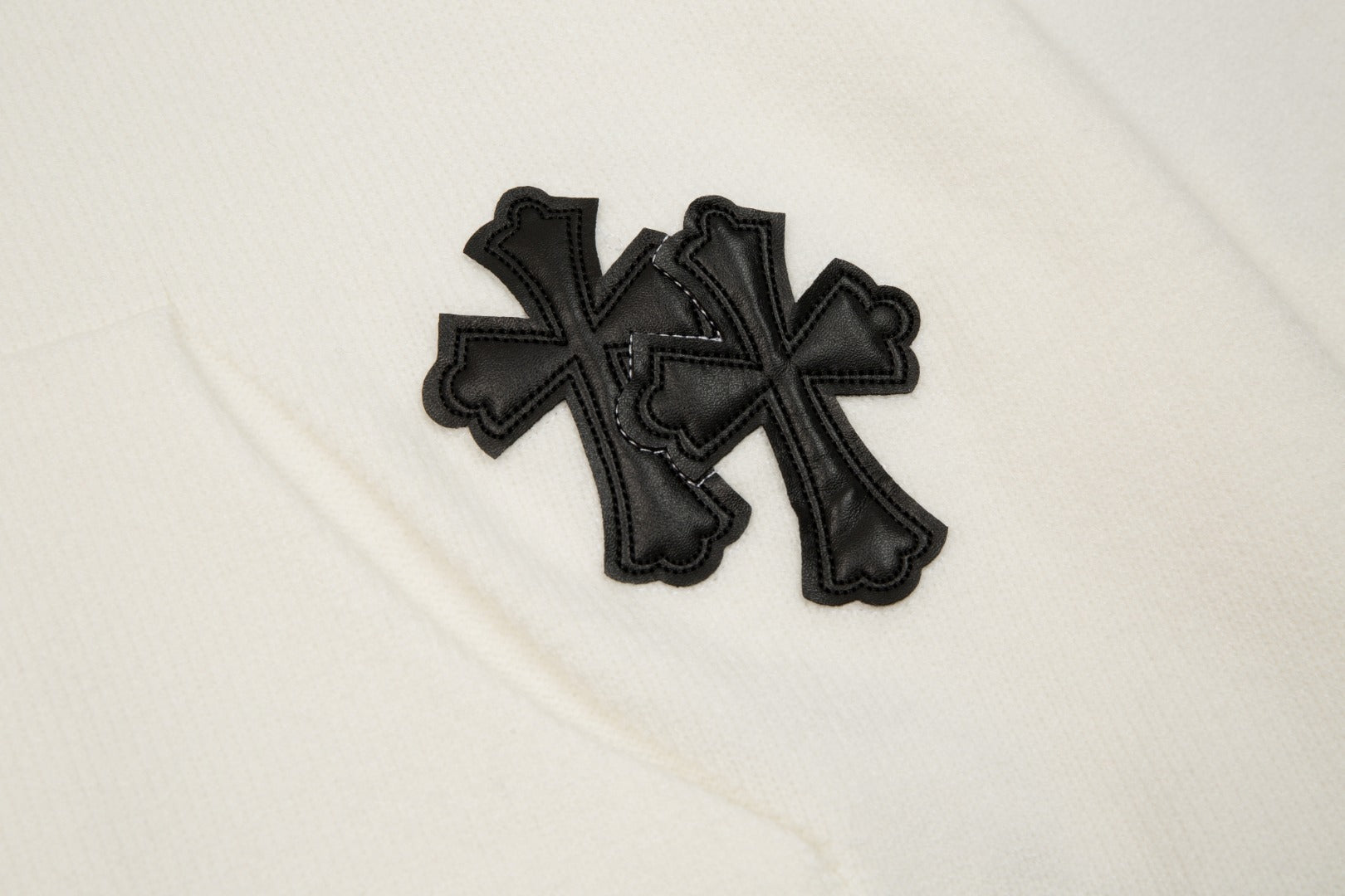 CHROME Hearts Cross Patch Hoodie White - Black Unisex Streetwear Limited Edition
