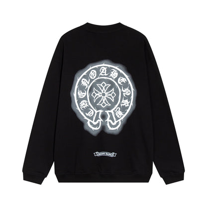 CHROME Hearts Horse Shoe Logo Sweatshirt - Black Unisex Streetwear Limited Edition