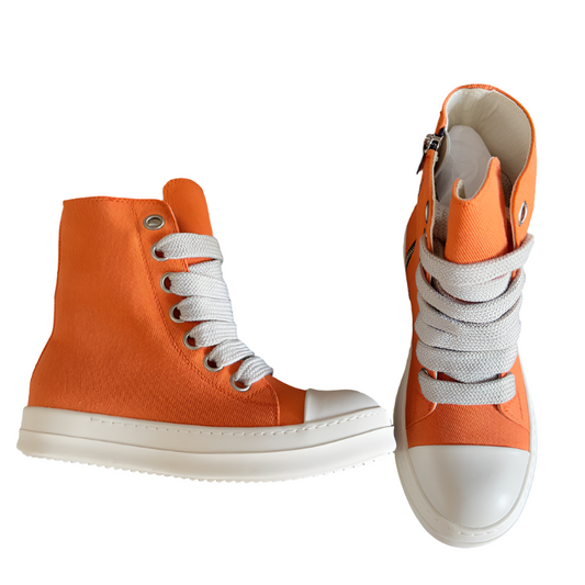 Rick Owens High-top Sneakers - Orange Unisex Streetwear Limited Edition - **Rick Owens Orange High-Top Sneakers: Vibrant Style Meets Premium Craftsmanship** Introducing the Rick Owens Orange