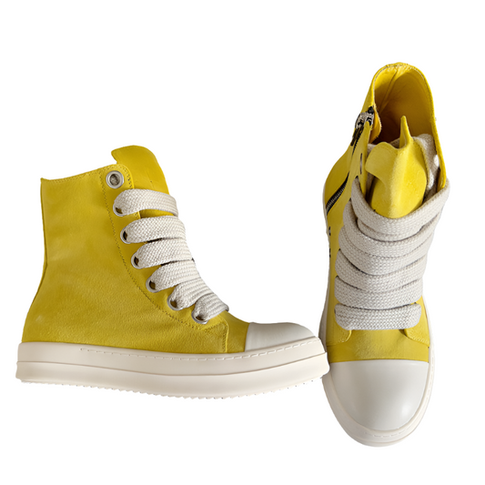 Rick Owens High-top Sneakers - Yellow Unisex Streetwear Limited Edition - **Rick Owens Yellow High-Top Sneakers: Vibrant Style Meets Premium Craftsmanship** Introducing the Rick Owens Yellow