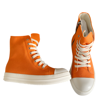 Rick Owens High-top Sneakers - Orange Unisex Streetwear Limited Edition - **Rick Owens Orange High-Top Sneakers: Vibrant Style Meets Premium Craftsmanship** Introducing the Rick Owens Orange