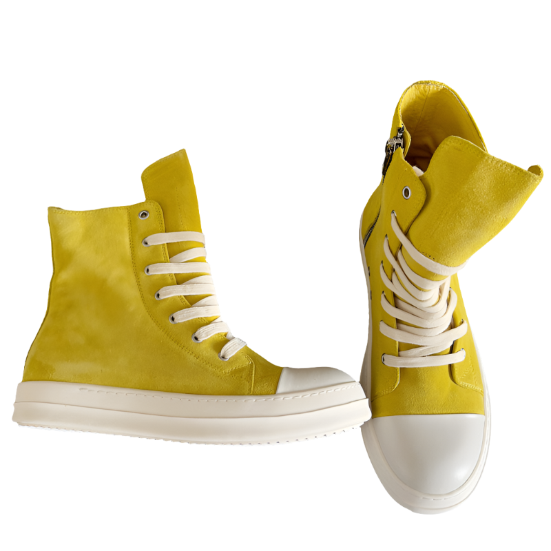 Rick Owens High-top Sneakers - Yellow Unisex Streetwear Limited Edition - **Rick Owens Yellow High-Top Sneakers: Vibrant Style Meets Premium Craftsmanship** Introducing the Rick Owens Yellow