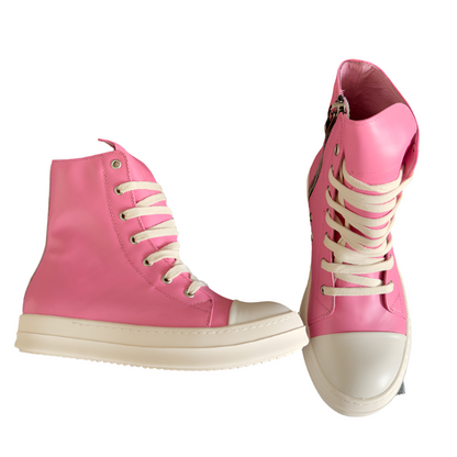 Rick Owens Hot High-top Sneakers - Pink Unisex Streetwear Limited Edition - **Rick Owens Hot Pink High-Top Sneakers: Bold Style and Premium Craftsmanship** Introducing the Rick Owens