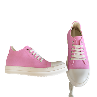 Rick Owens Low-top Sneakers - Pink Unisex Streetwear Limited Edition - **Rick Owens Pink Low-Top Sneakers: Playful Elegance and Modern Craftsmanship** Introducing the Rick Owens Pink