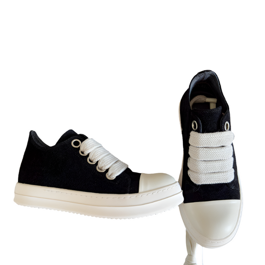 Rick Owens Suede Low-top Sneakers - Black Unisex Streetwear Limited Edition - **Rick Owens Black Low-Top Sneakers: Timeless Elegance and Modern Craftsmanship** Introducing the Rick Owens Black