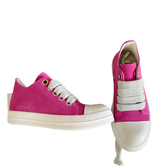 Rick Owens Suede Low-top Sneakers - Pink Unisex Streetwear Limited Edition - **Rick Owens Pink Suede Low-Top Sneakers: Bold Vibrancy and Premium Craftsmanship** Introducing the Rick Owens