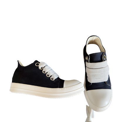 Rick Owens Canvas Low-top Sneakers - Black Unisex Streetwear Limited Edition - **Rick Owens Black Canvas Low-Top Sneakers: Modern Minimalism with Superior Craftsmanship** Introducing the Rick Owens