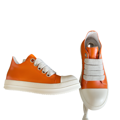 Rick Owens Low-top Sneakers - Orange Unisex Streetwear Limited Edition - **Rick Owens Orange Low-Top Sneakers: Bold Vibrancy and Superior Craftsmanship** Introducing the Rick Owens Orange