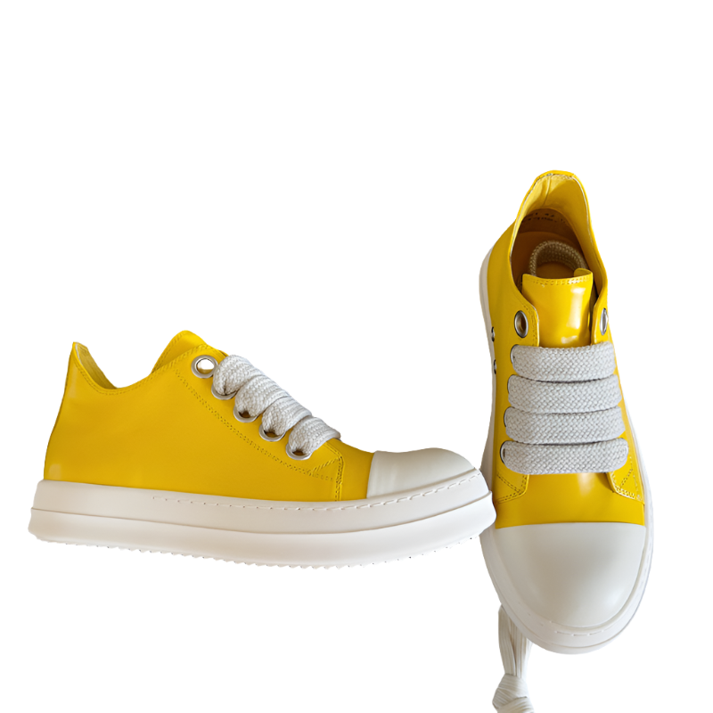 Rick Owens Low-top Sneakers - Yellow Unisex Streetwear Limited Edition - **Rick Owens Yellow Low-Top Sneakers: Bold Elegance and Superior Craftsmanship** Introducing the Rick Owens Yellow